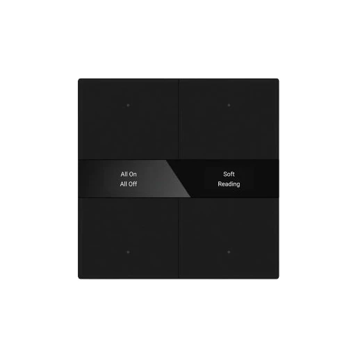 KNX Drukknop 4-wegs, zwart glazen oppervlak