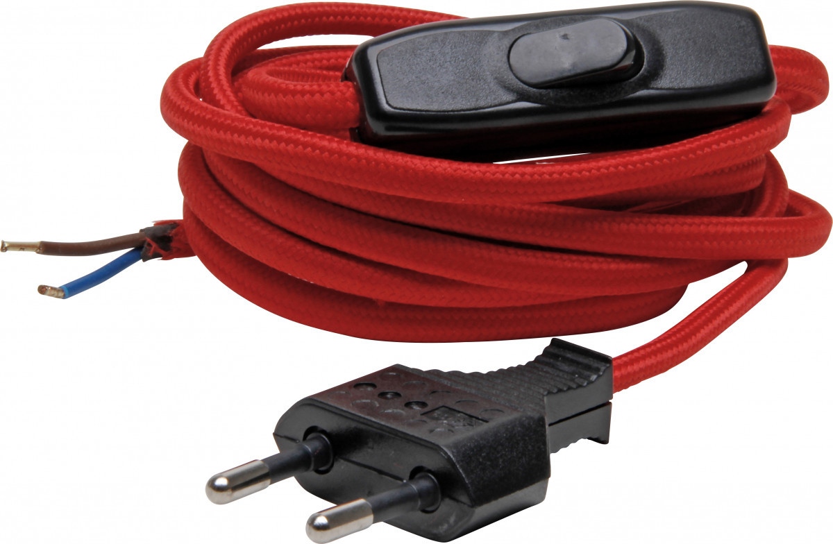 Kopp Aansluitsnoeren Aansluitsnoer Met stekker euro, schakelaar, 2 meter rood