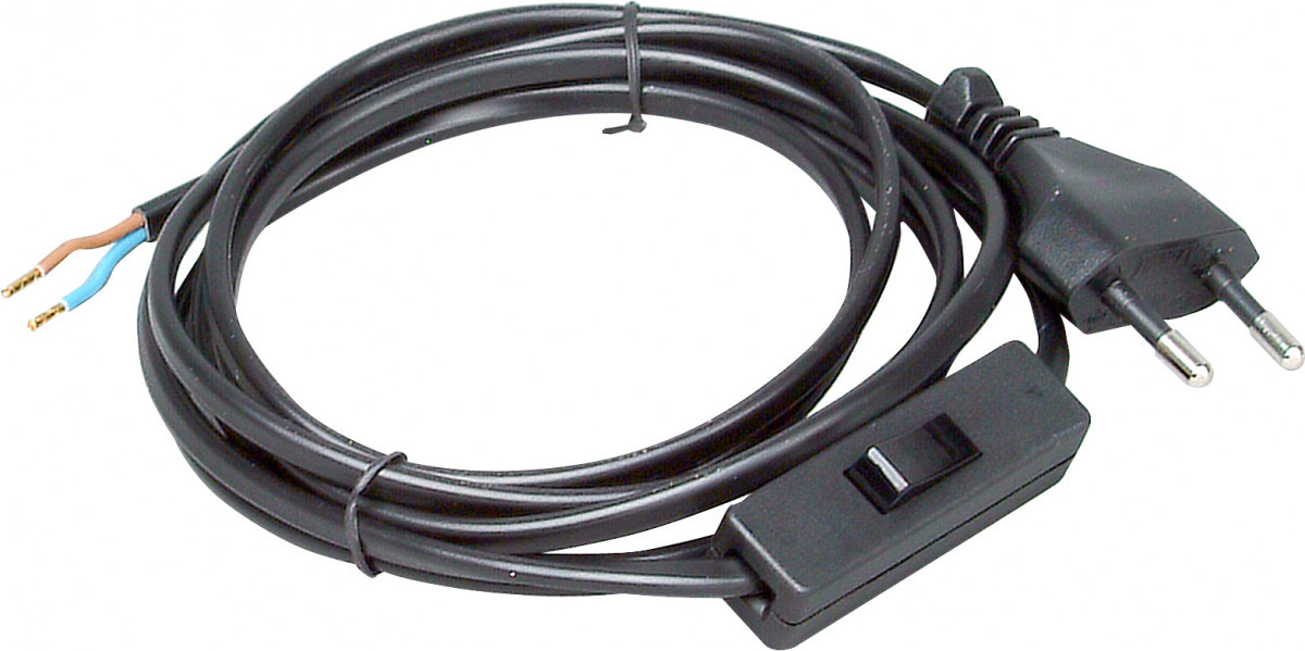 Kopp Aansluitsnoeren Aansluitsnoer Met stekker euro, schakelaar, 2 meter zwart