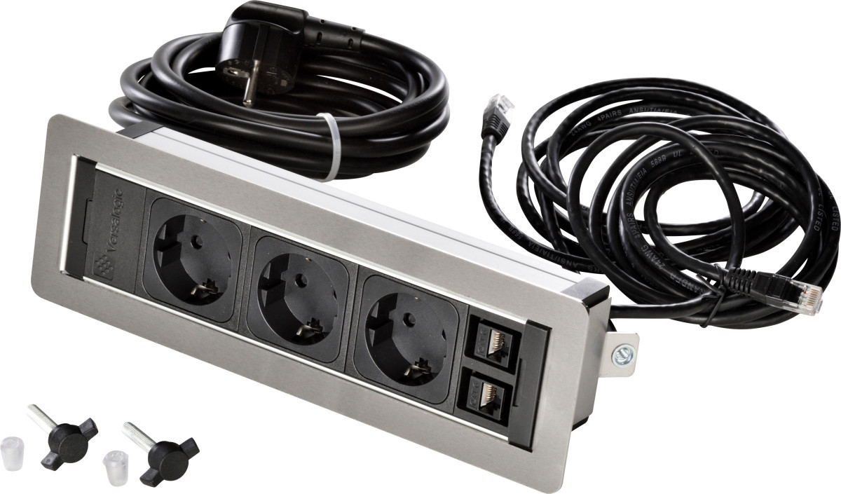 Kopp ASA Versaframe 3V ra 2V RJ45 2M RVS geborsteld