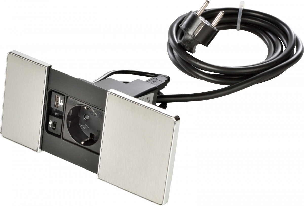 Kopp ASA Versapad 1V ra usb-A + usb-C 2M roestvrijstaal