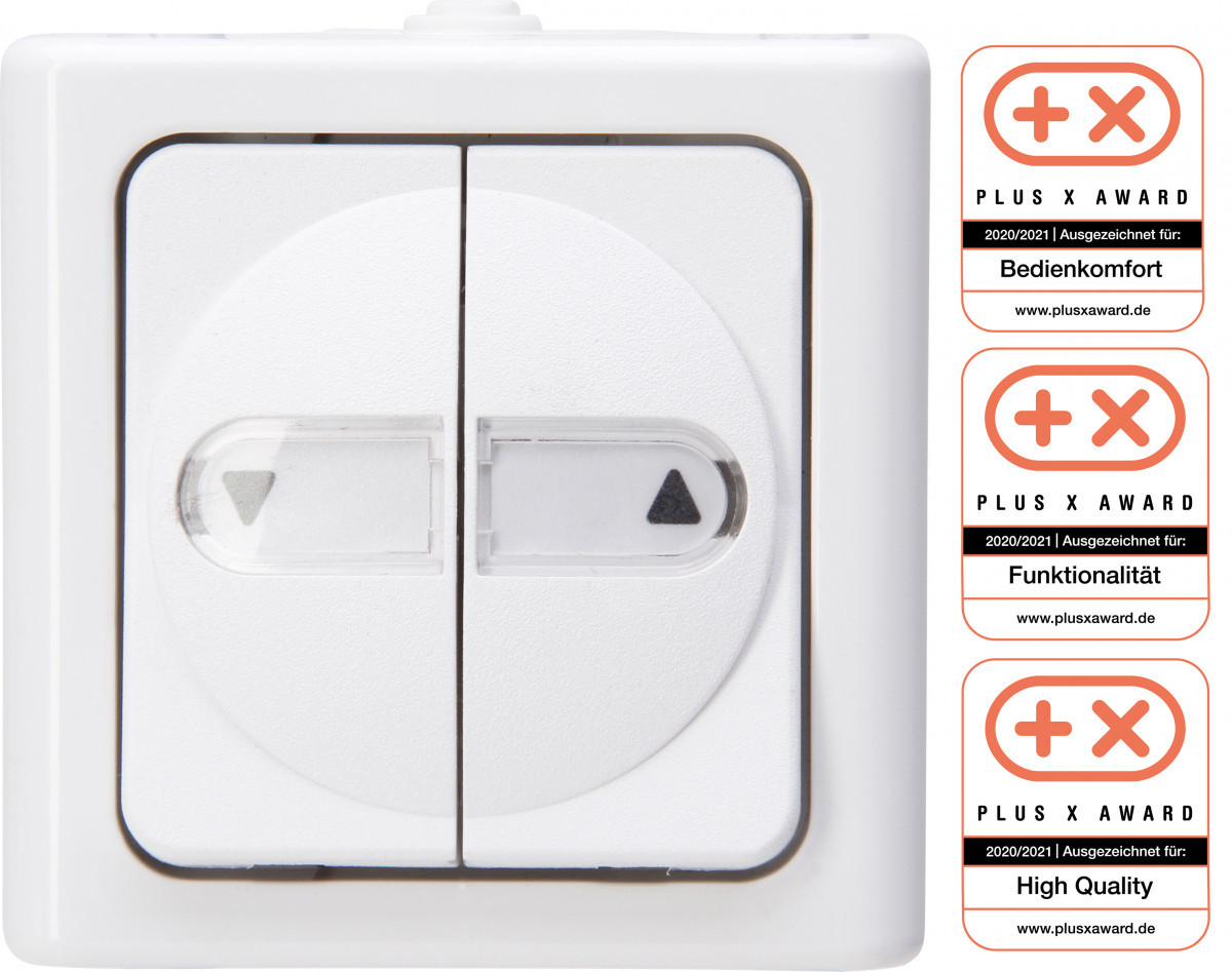 Blue Electric - druk-jalouzieschakelaar ip44, arctic wit