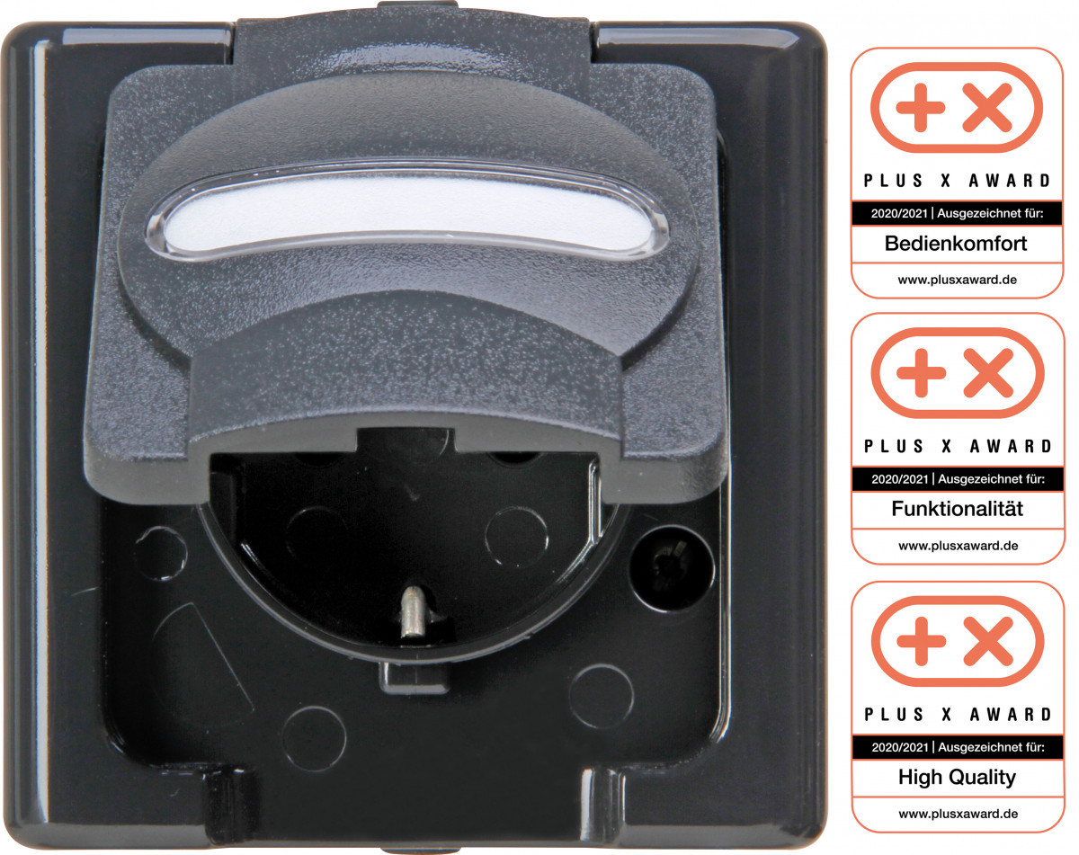 Blue Electric - wandcontactdoos 1V ra deksel ip44 antraciet