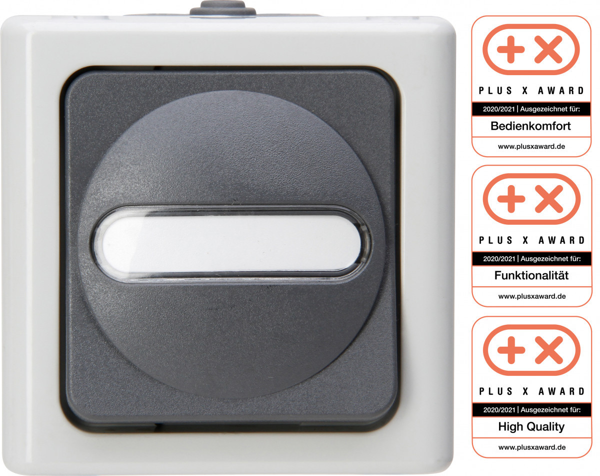 Blue Electric - drukschakelaar sluiter ip44, kleur:grijs