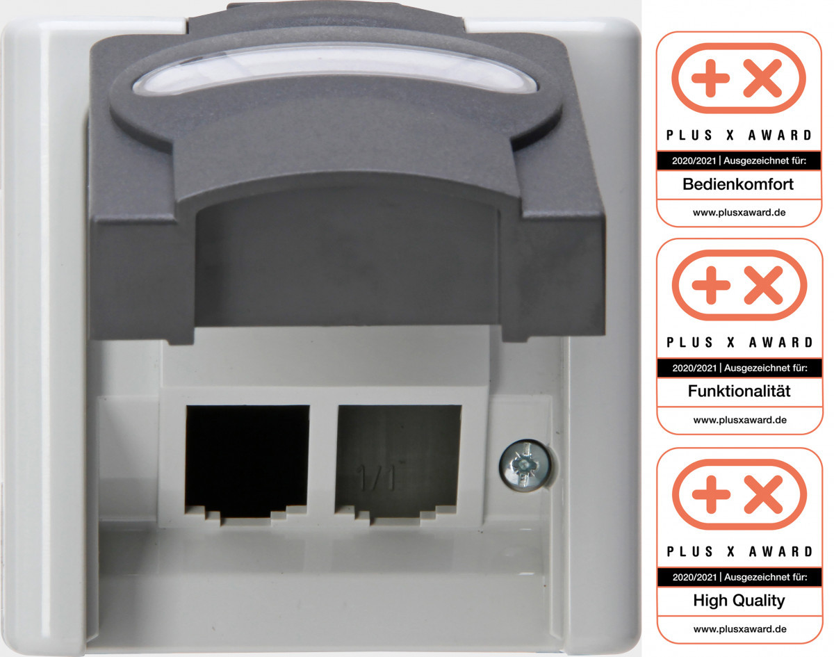 Blue Electric - lege behuizing TBV 2X RJ45 ip44 grijs Blue Electric - lege behuizing TBV 2X RJ45 ip44 grijs