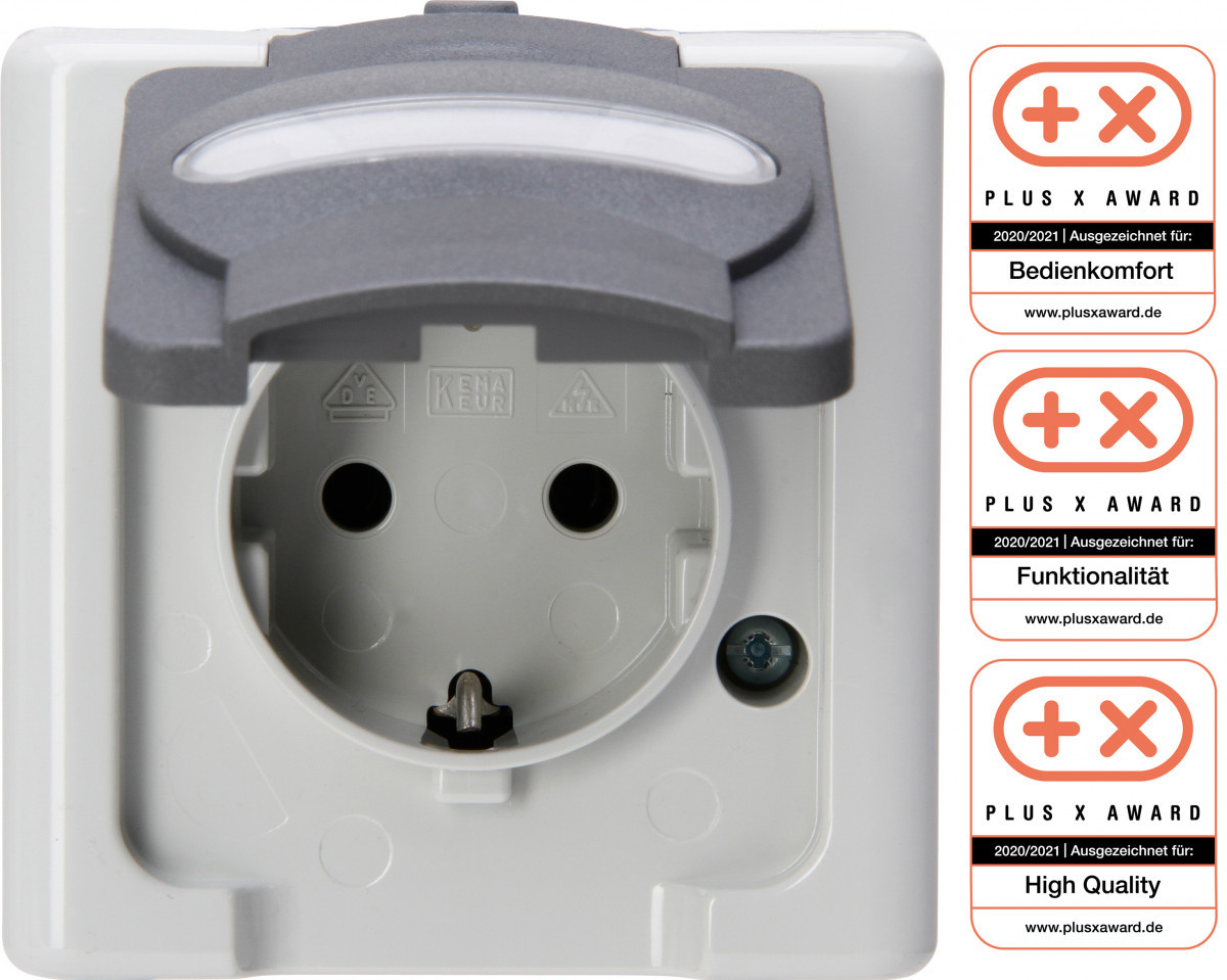 Blue Electric - wandcontactdoos 1V ra deksel ip44 grijs