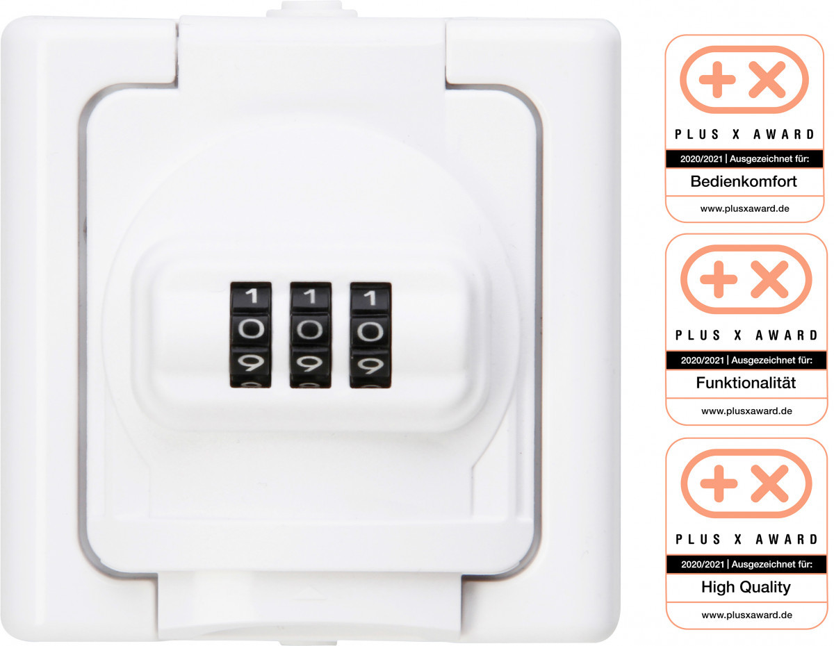 Blue Electric - wandcontactdoos 1V ra deks ip44 cijferslot, arctic wit