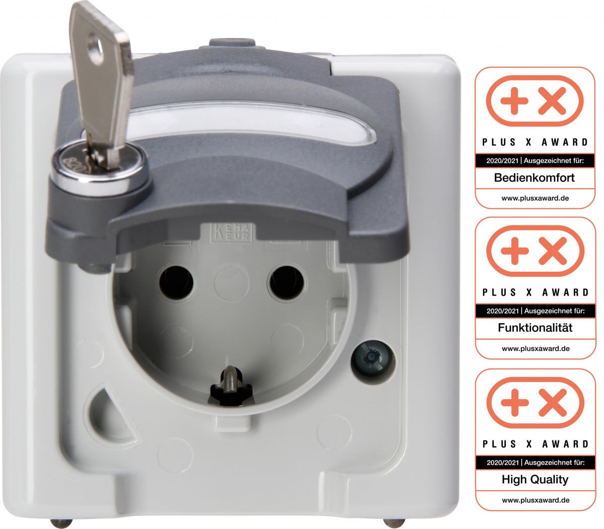 Blue Electric - wandcontactdoos 1V ra deksel ip44 slot 3, grijs