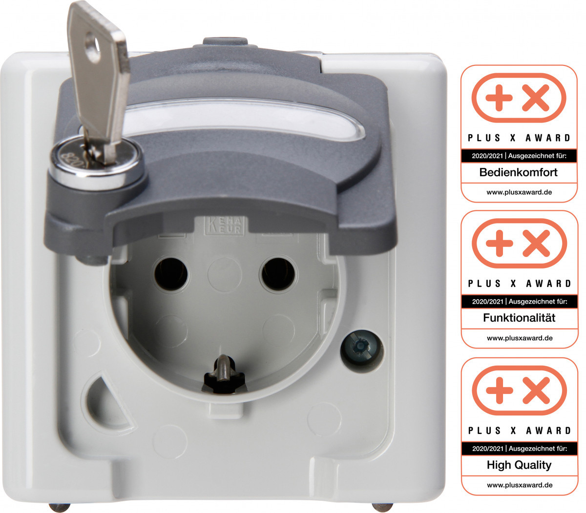 Blue Electric - wandcontactdoos 1V ra deksel ip44 slot 7, grijs