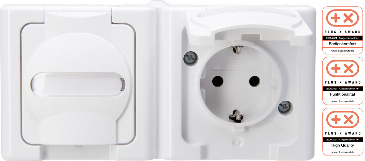 Blue Electric - wandcontactdoos 2V ra deksel bedr horz ip44 arctic wit