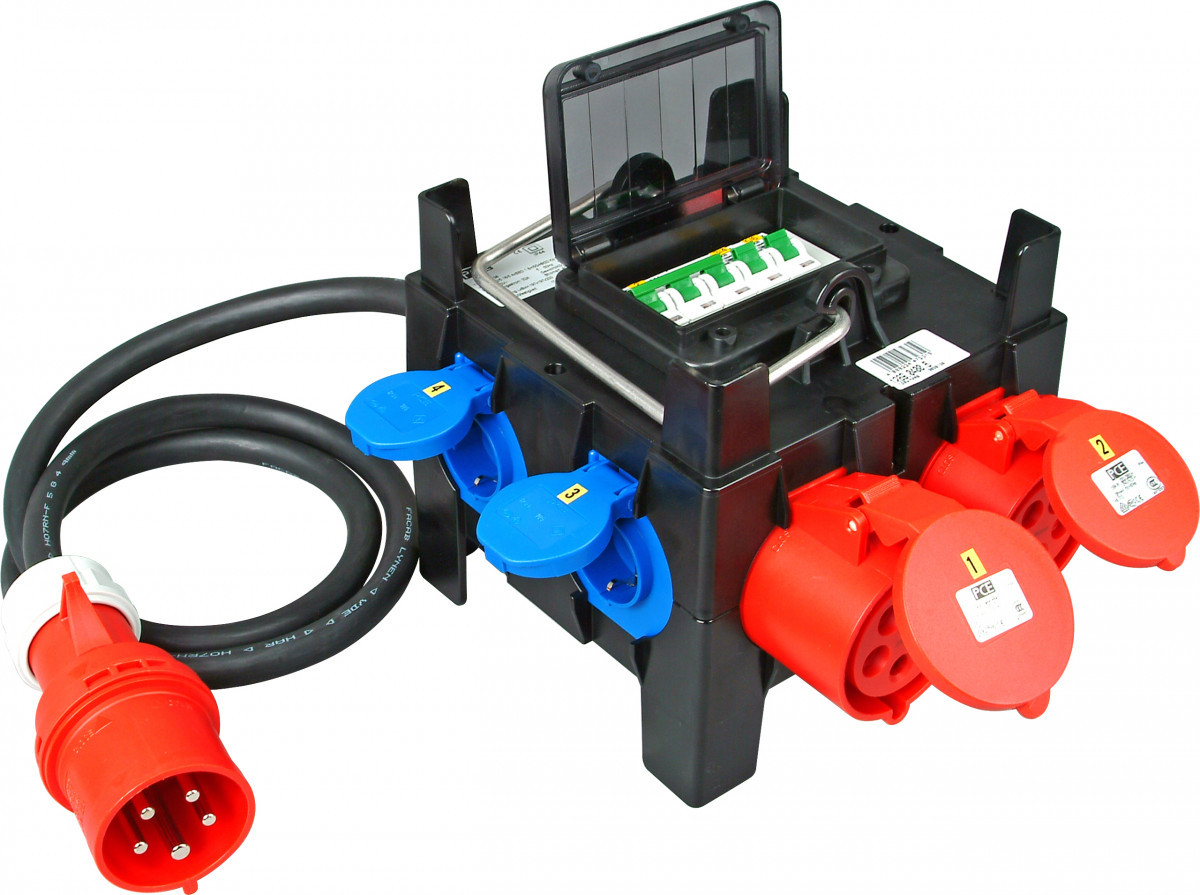 Kopp CEE materiaal Cee Verdeelkast, 1X MCB 3P c16a en 2X MCB 1-polig c16a met 2M kabel