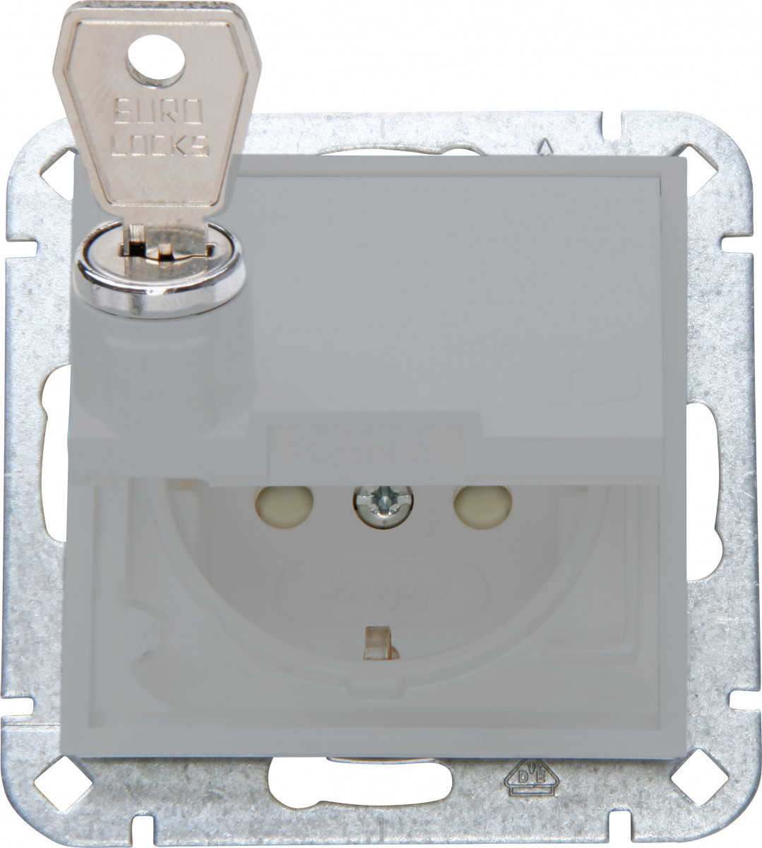 Kopp HK 07 HK07 - wandcontactdoos 1V ra SH klapdeksel afsluitbaar mat-grijs