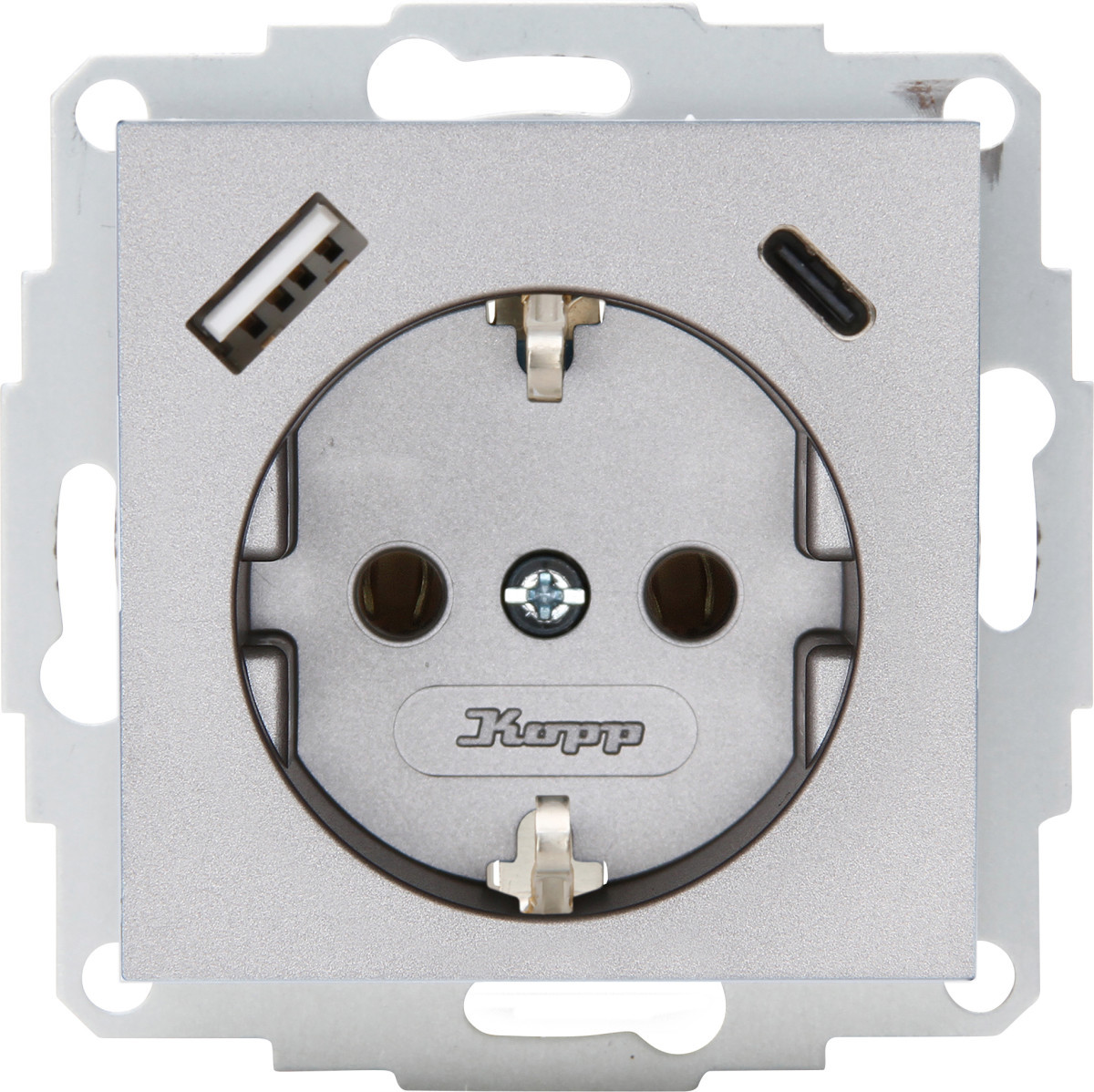 Kopp HK 07 HK07 - wandcontactdoos 1V ra usb a+c, staal