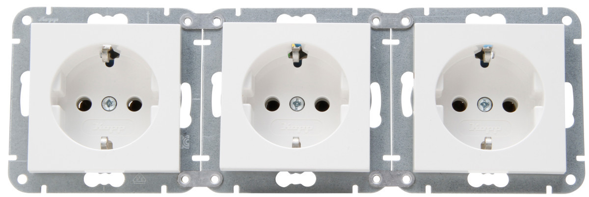 Kopp HK 07 HK07 - kombiquick, 3X wandcontactdoos 1V ra, helder wit