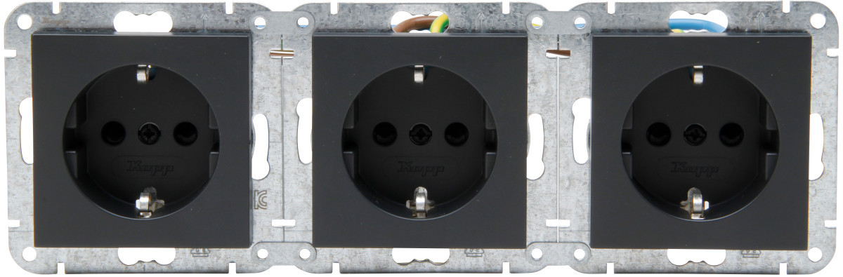 Kopp HK 07 HK07 - kombiquick, 3X wandcontactdoos 1V ra SH, antraciet