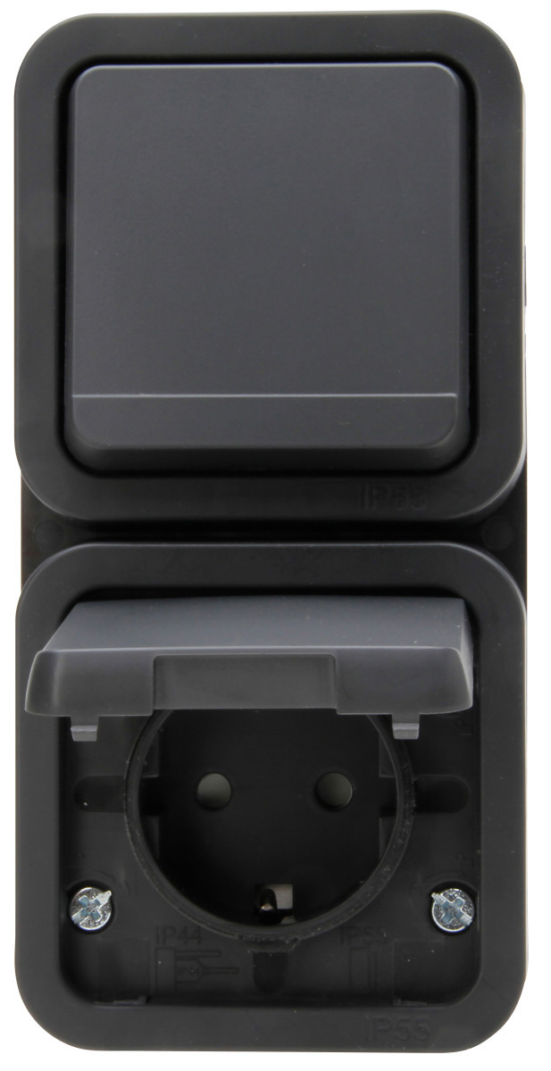 Kopp Maris - combinatie 1V ra vert. ip55 antraciet