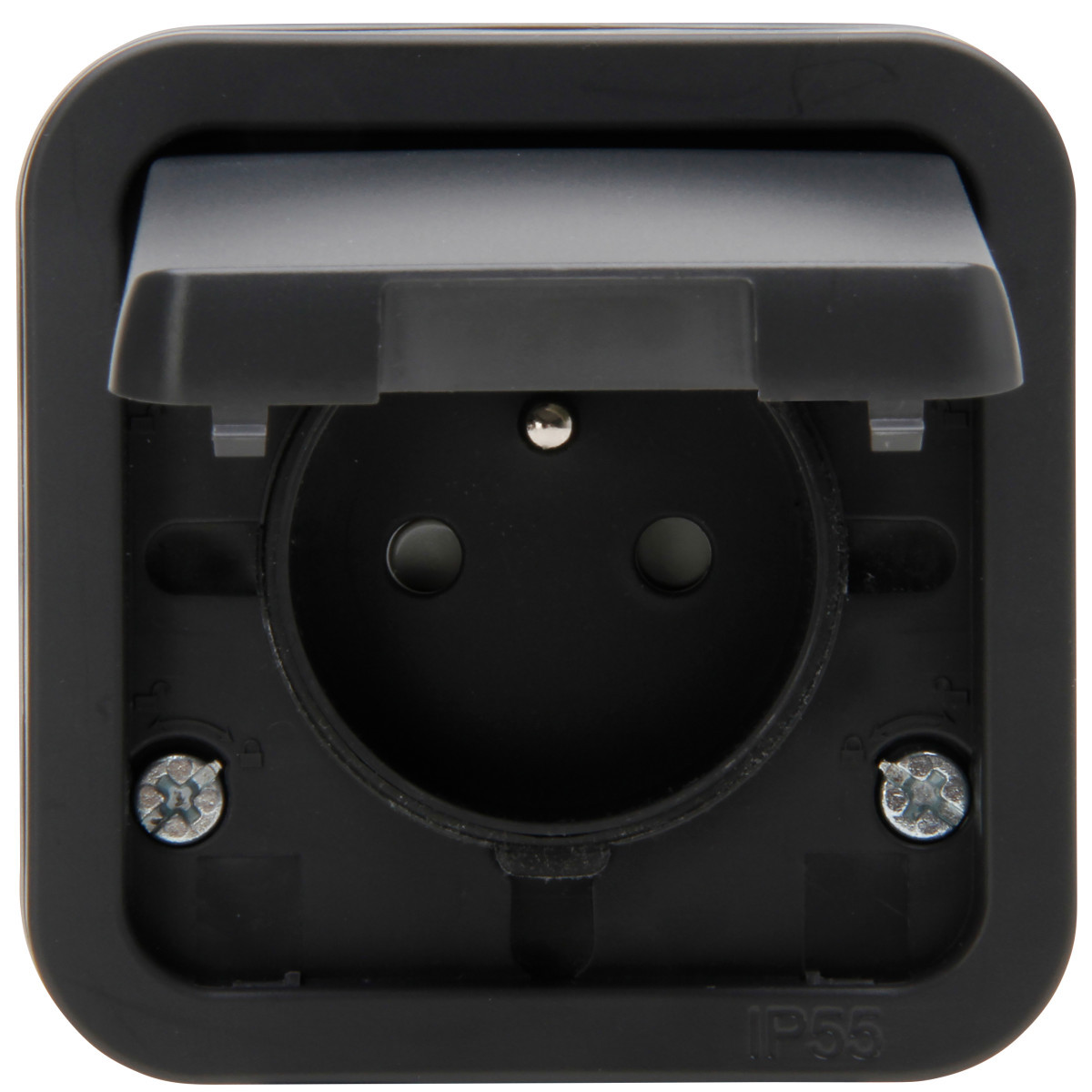 Kopp Maris - wandcontactdoos 1V pa deksel, inbouw ip55 antraciet