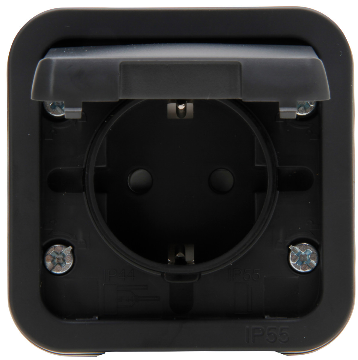 Kopp Maris - wandcontactdoos 1V ra deksel, inbouw ip55 antraciet