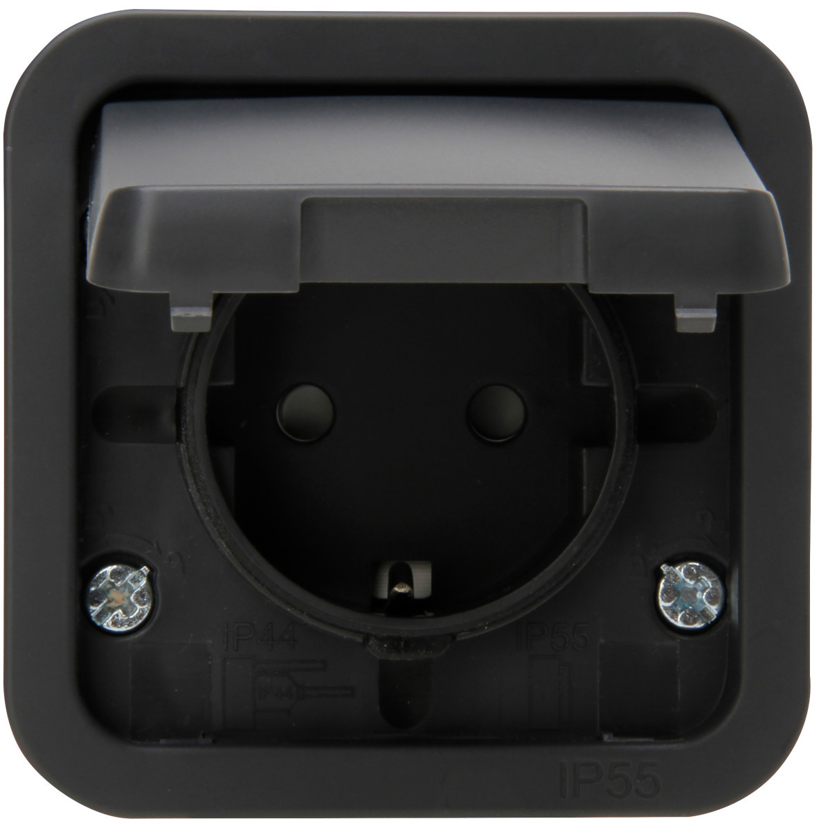 Kopp Maris - wandcontactdoos 1V ra deksel ip55 antraciet