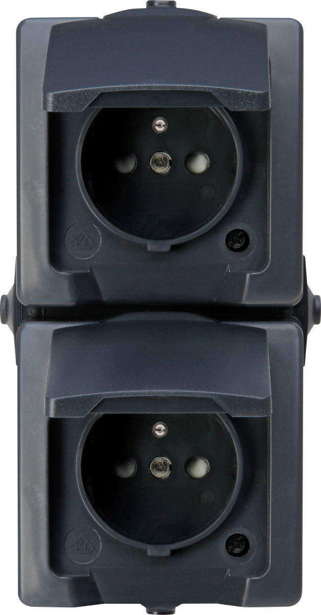 Nautic - wandcontactdoos 2V pa deksel ip44 vert. antraciet