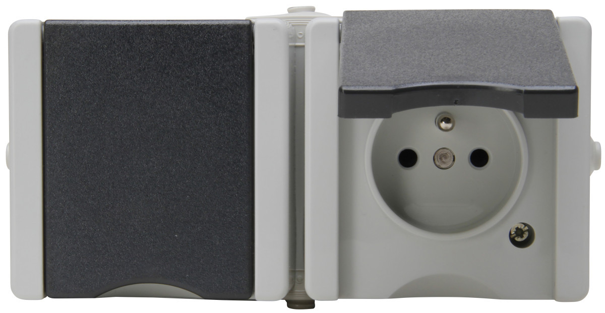 Kopp proAQA Proaqa - wandcontactdoos 2V pa deksel ip44, horizontaal, grijs