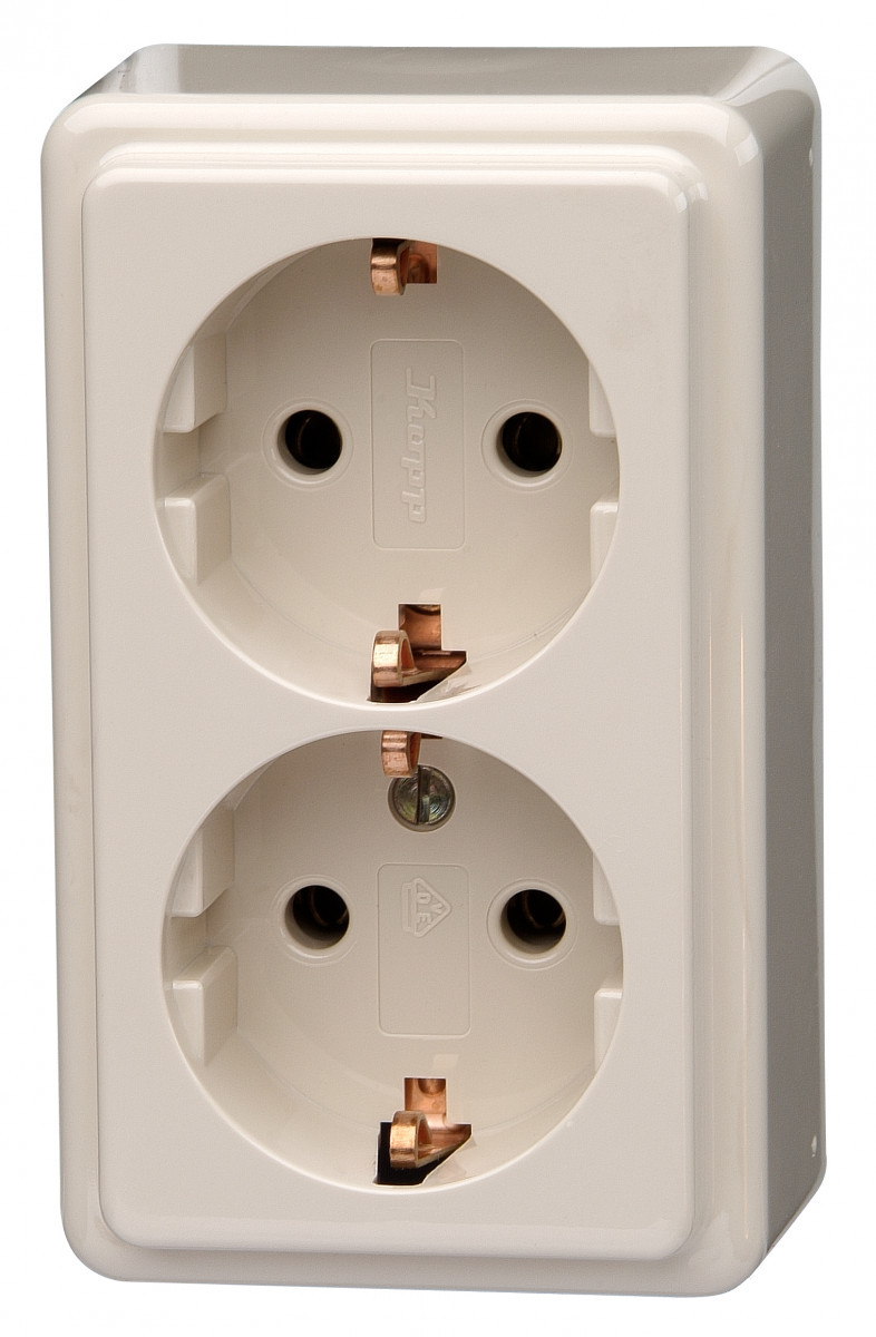 Kopp Standaard opbouw Standard - wandcontactdoos 2V ra crème