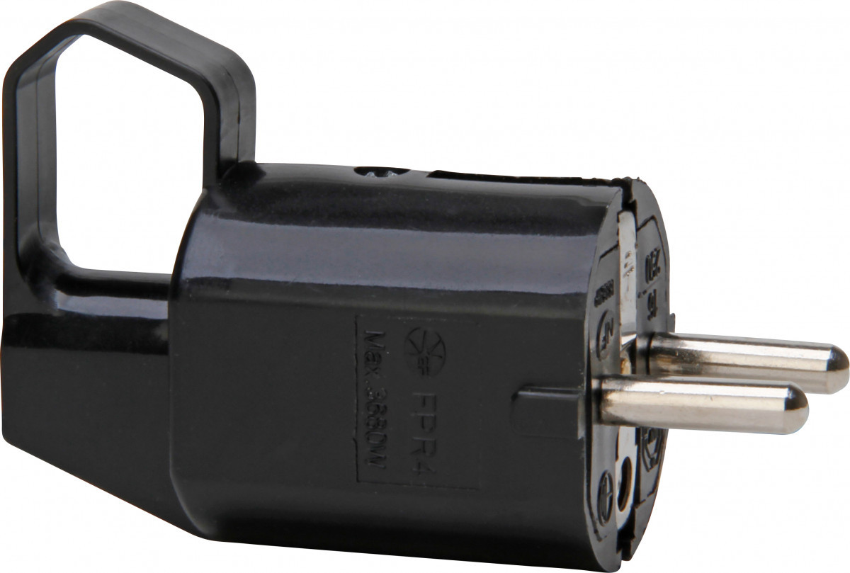 Kopp Stekkers & contrastekkers Stekker Ra, kunststof, cee 7/vii zij-invoer met uitrekoog zwart