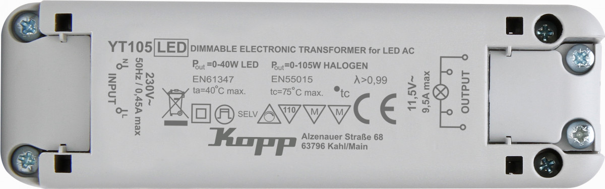 Kopp Trafo's Electronische Transformator 0 - 105W, led 40W dimbaar