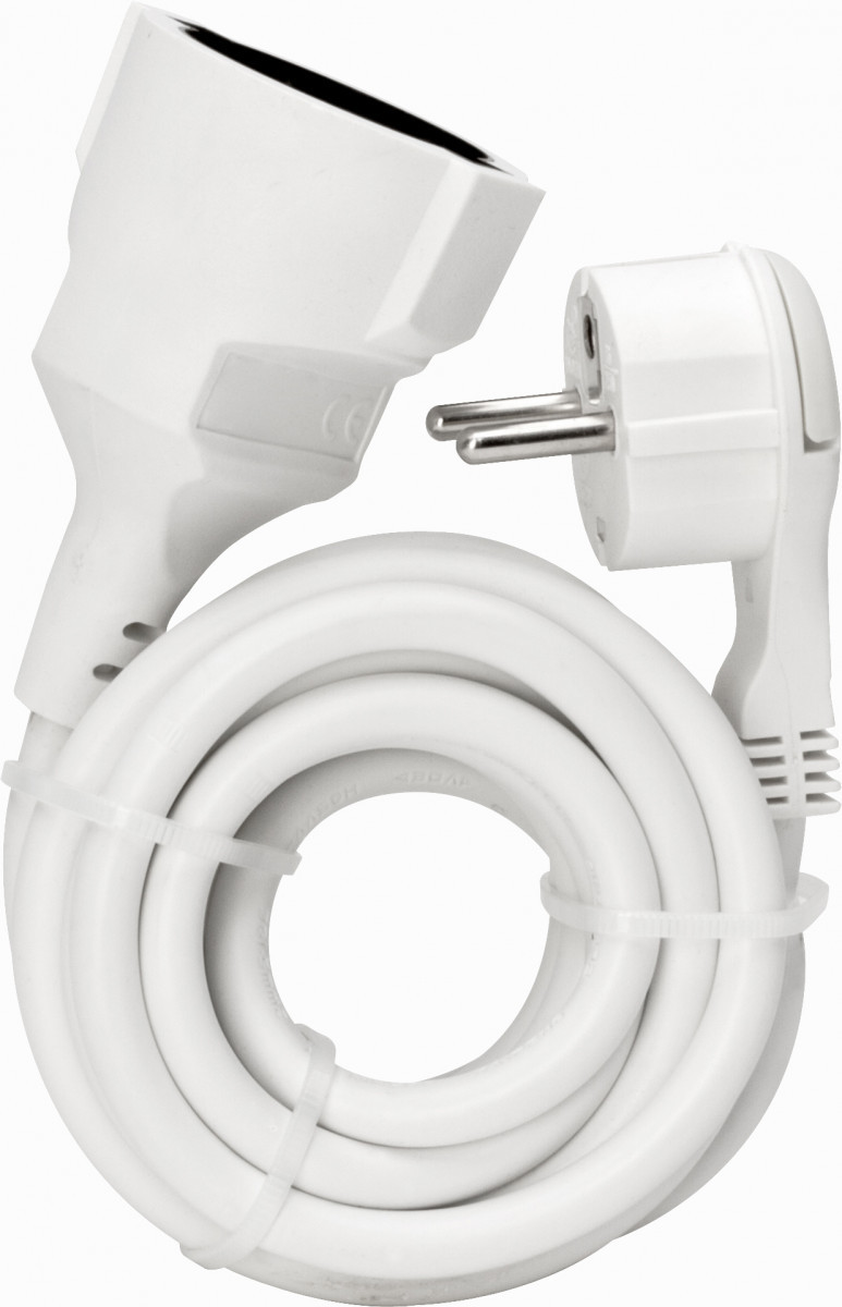 Kopp Verlengsnoeren Verlengsnoer Ra, vlakke stekker, 5 meter wit
