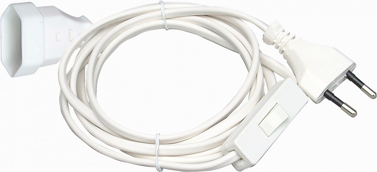 Kopp Aansluitsnoeren Verlengsnoer Euro, schakelaar, 3 meter wit