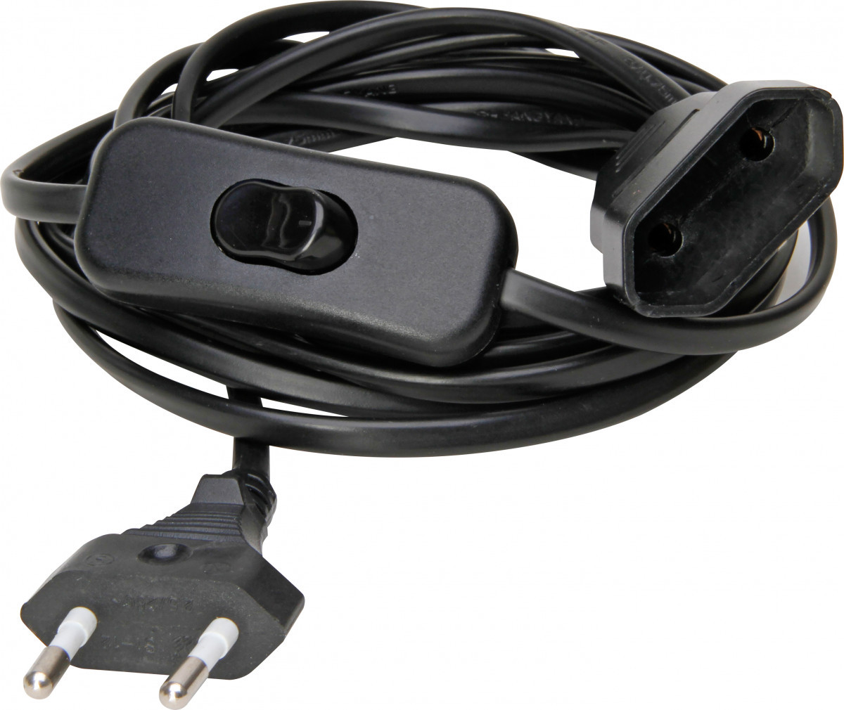 Kopp Aansluitsnoeren Verlengsnoer Euro, schakelaar, 3 meter zwart