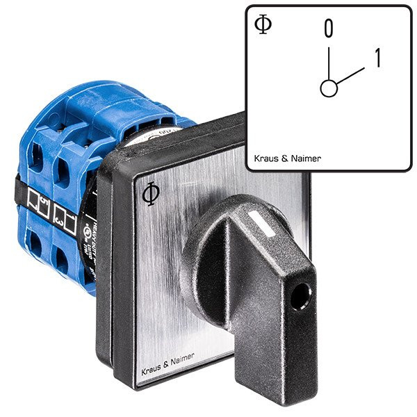 Kraus & naimer aan/uitschak. 32a 2 polig 60° 0-1 frontinb. 4vijs ip66