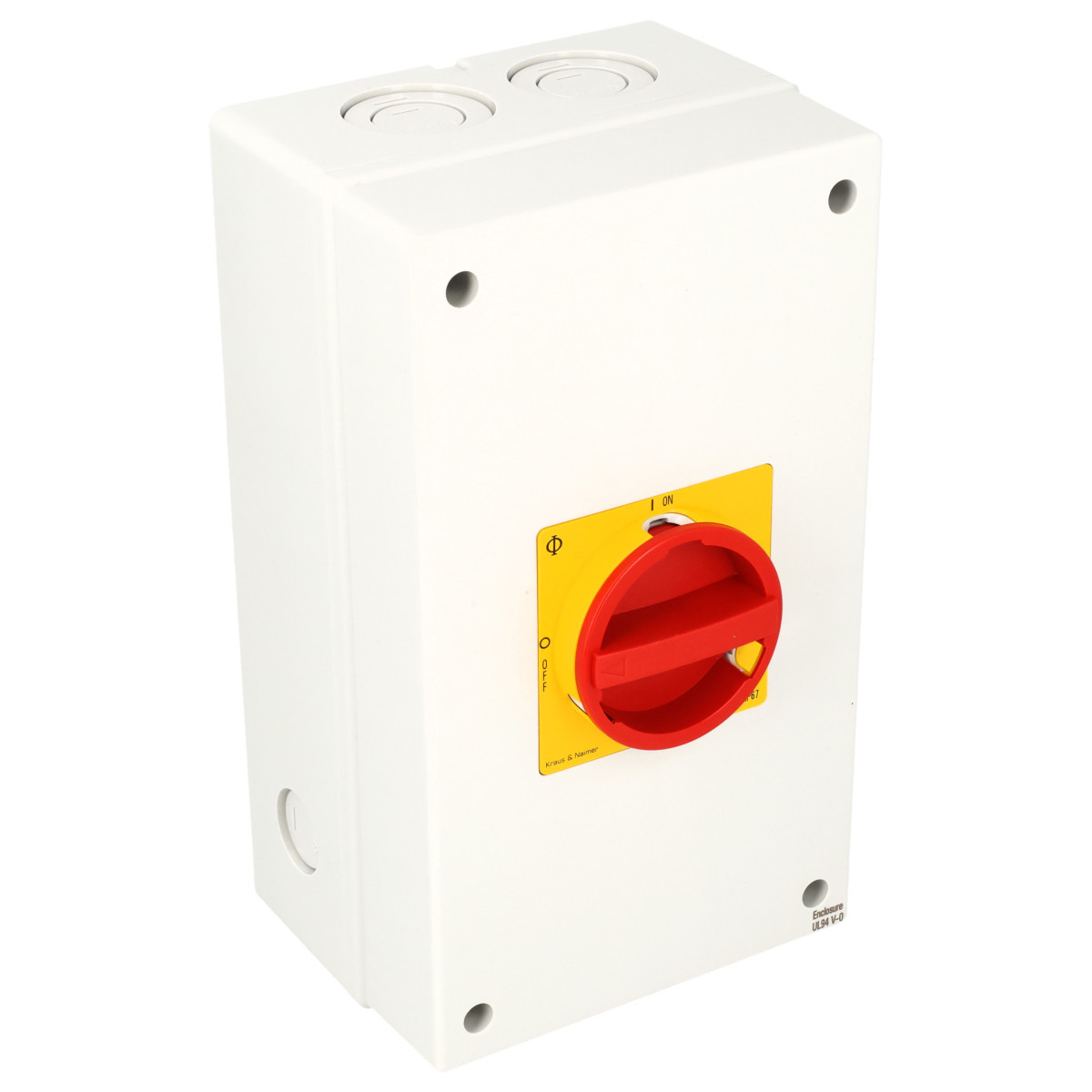 Kraus & Naimer Ausschalter Nood/Uitschak. 80a 3pol 90° 0 off - 1 on in behuizing ip66/67