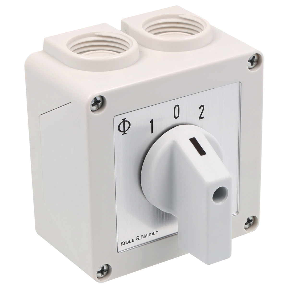 Kraus & Naimer Changeover switch Omschak. 20a 1pol 30° 1-0-1 in behuizing ip42.