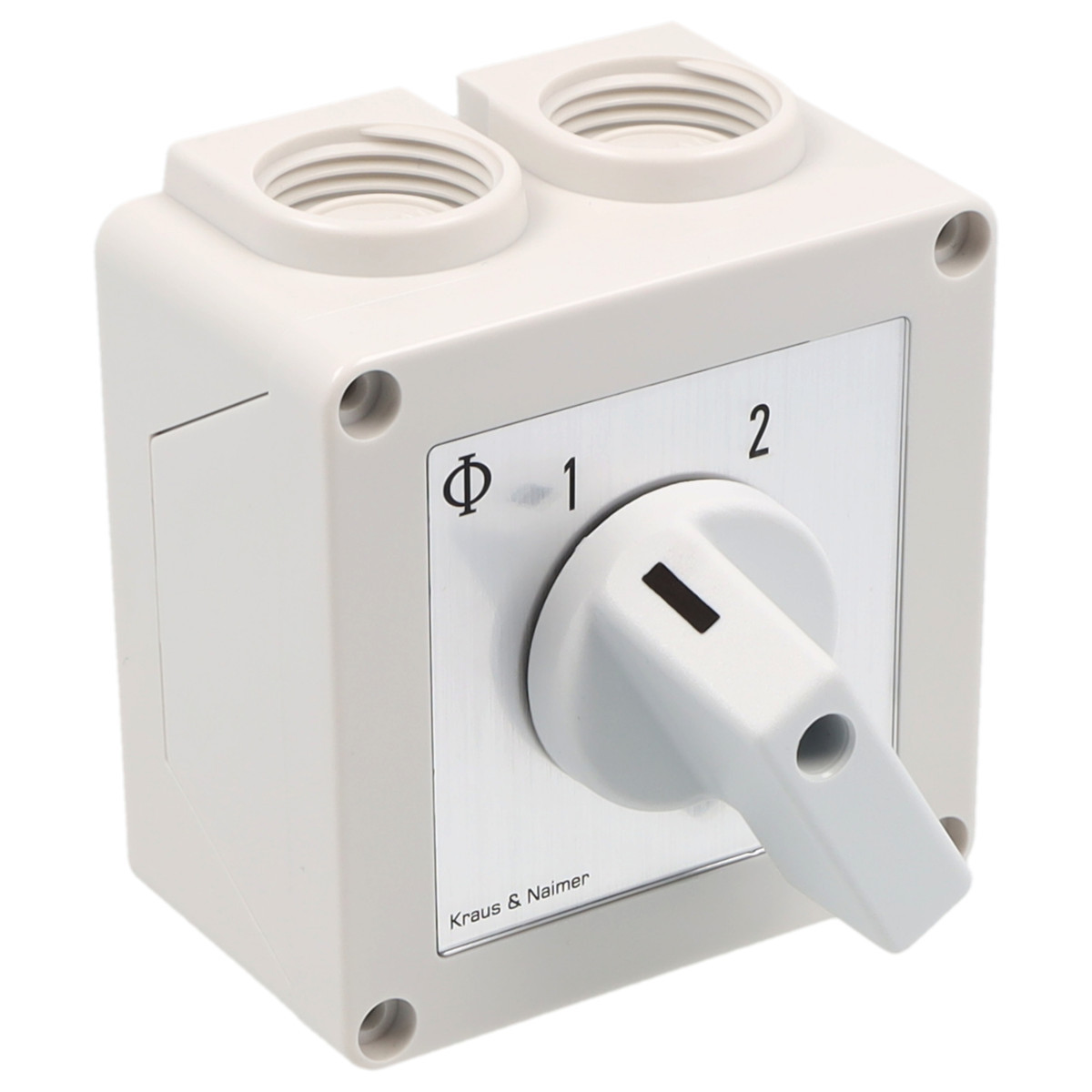 Kraus & Naimer Changeover switch Omschak. 20a 1pol 60° 1-2 in behuizing ip42.