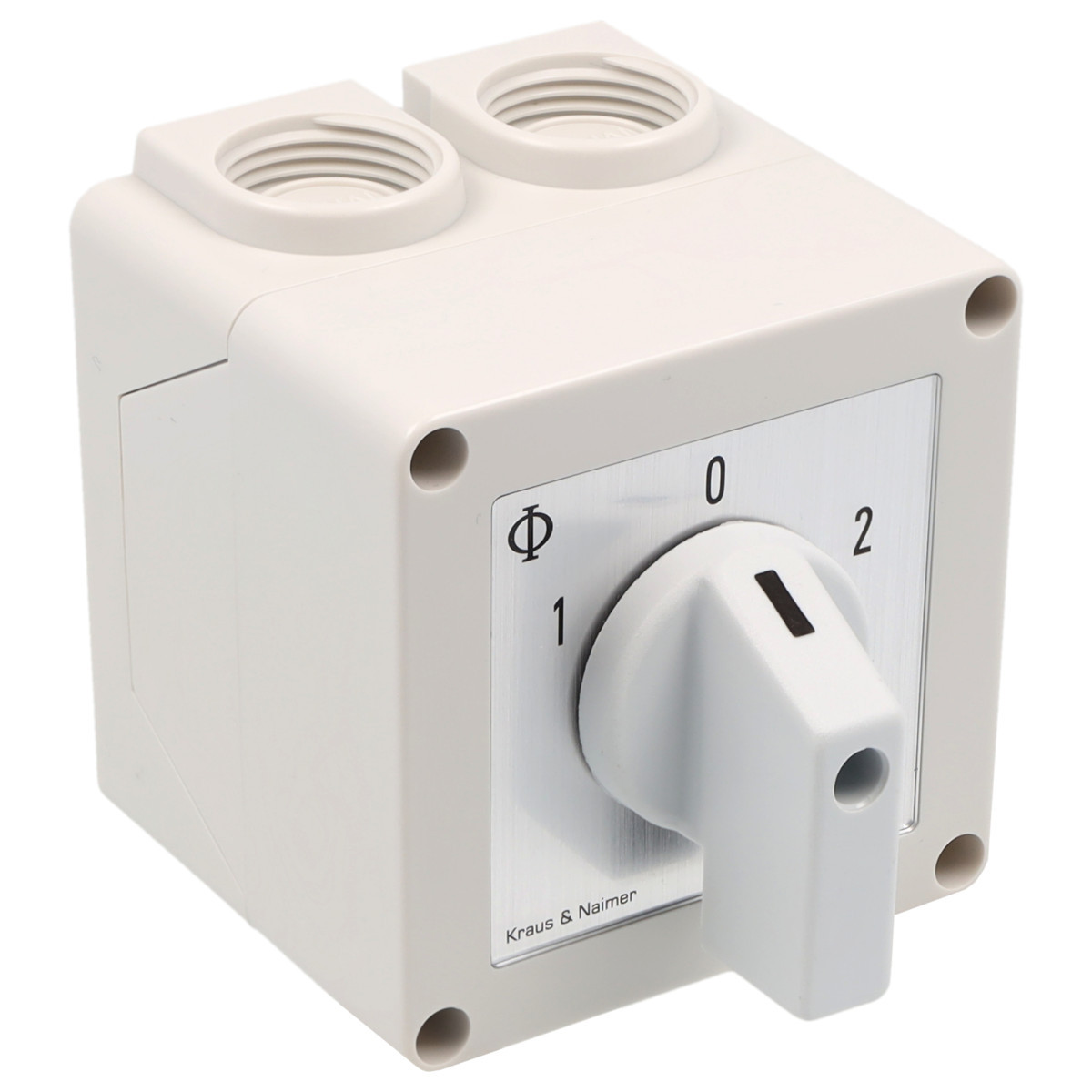 Kraus & Naimer Changeover switch Omschak. 20a 3pol 60° 1-0-2 in behuizing ip42.