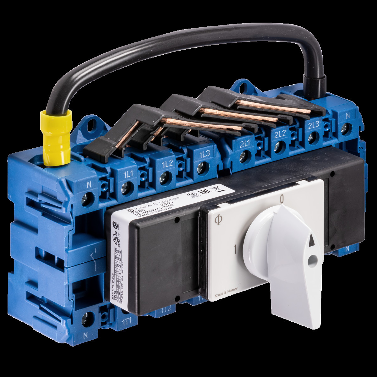 Kraus & Naimer Changeover switch Omschakelaar 100a 4pol 90° 1-0-2 verdelerinbouw