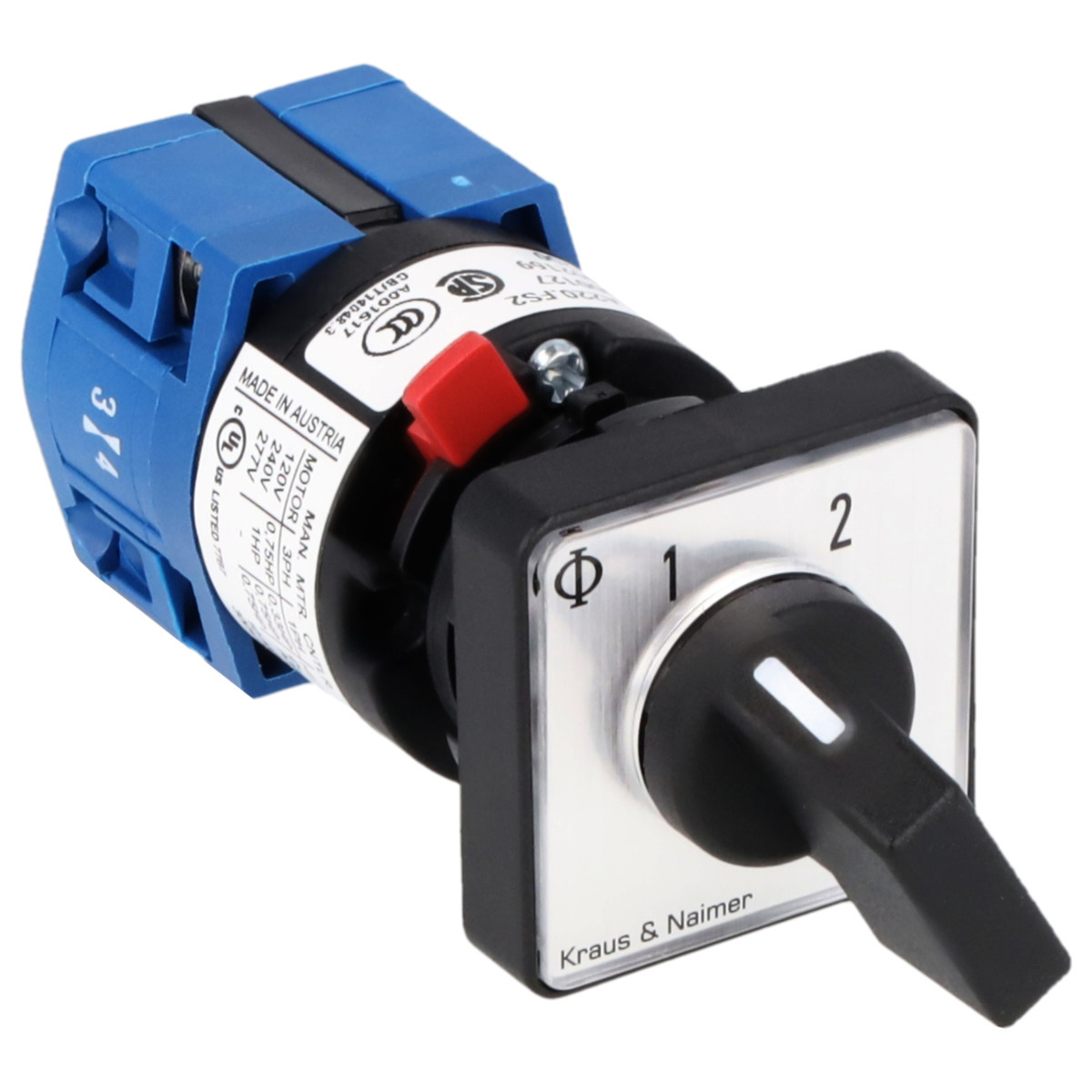 Kraus & Naimer Changeover switch Omschakelaar 10a 1pol 60° 1-2 frontinb. centr ip66/67/69K