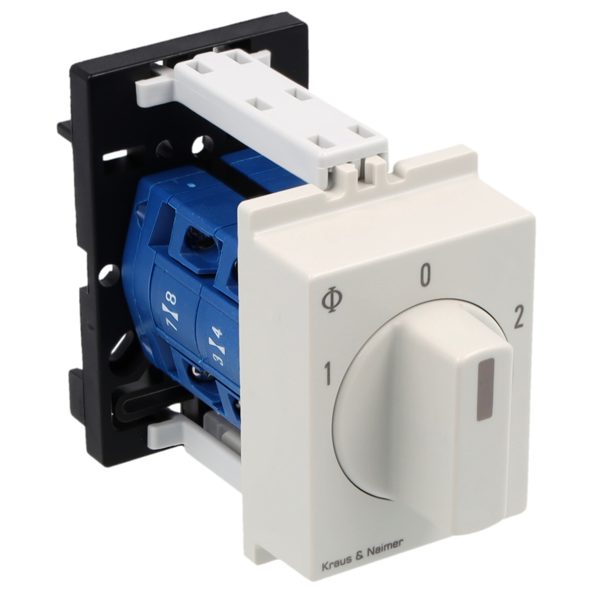 Kraus & Naimer Changeover switch Omschakelaar 10a 2pol 60° 1-0-2 dinrail mont.