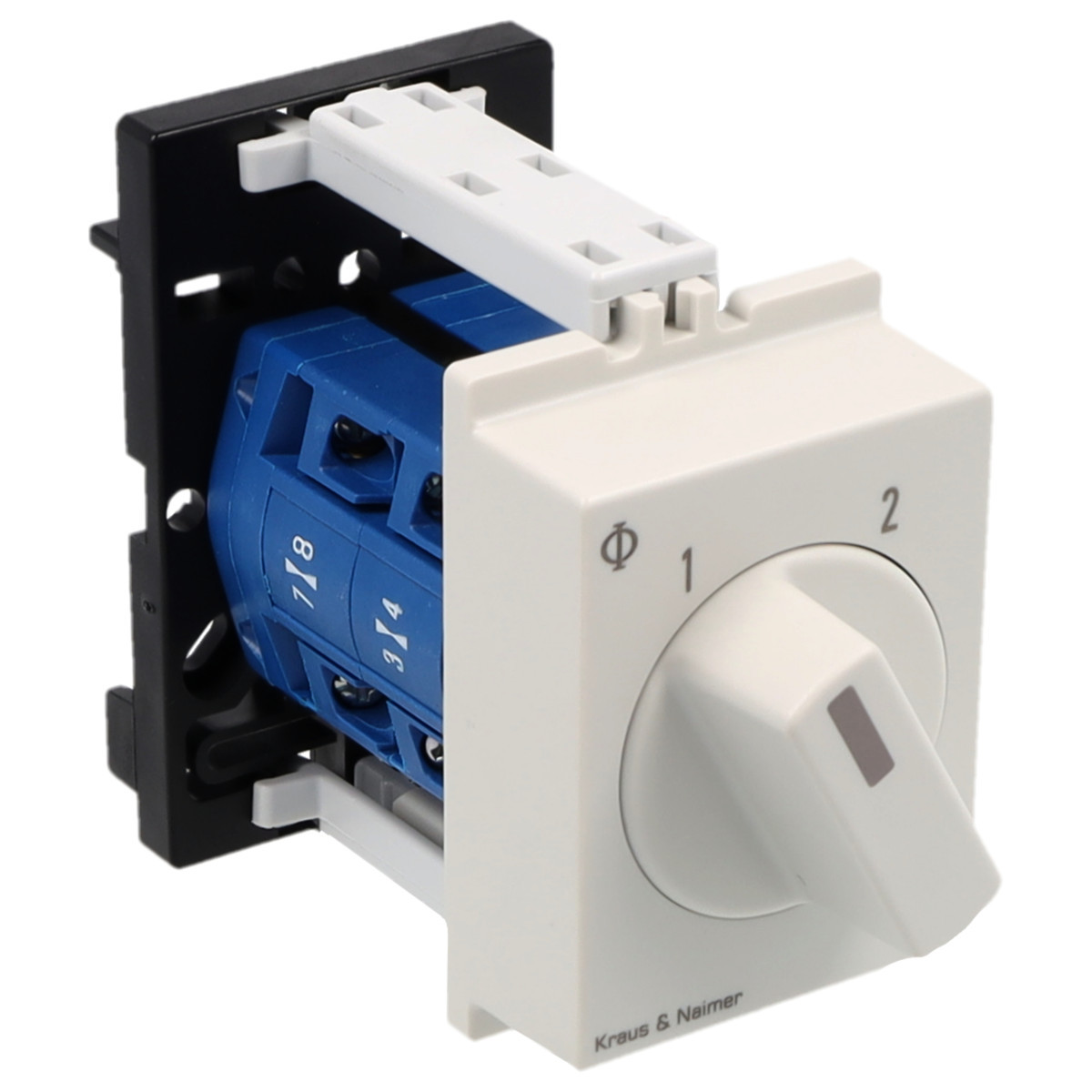 Kraus & Naimer Changeover switch Omschakelaar 10a 2pol 60° 1-2 dinrail mont.