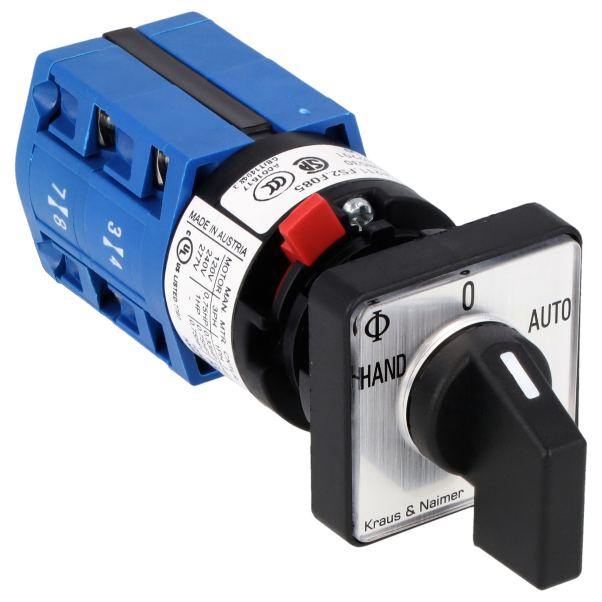 Kraus & Naimer Changeover switch Omschakelaar 10a 2pol 60° hand-0-auto frontinb. centr ip66/67/69K