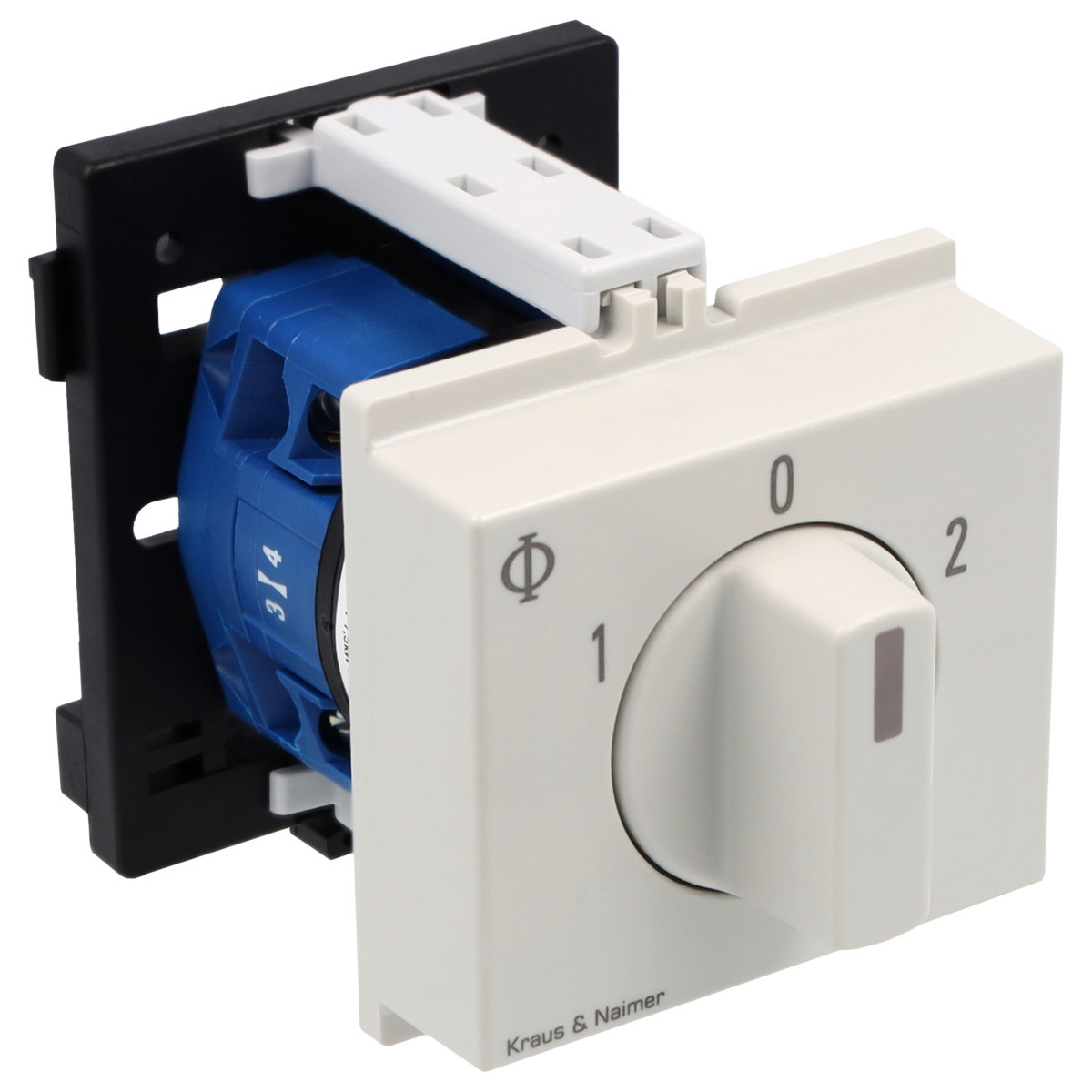 Kraus & Naimer Changeover switch Omschakelaar 20a 1pol 60° 1-0-2 dinrail mont.