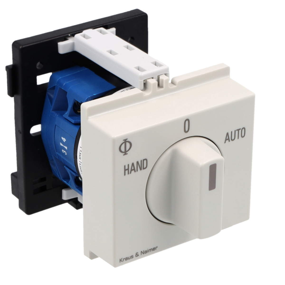 Kraus & Naimer Changeover switch Omschakelaar 20a 1pol 60° hand-0-auto dinrail mont.