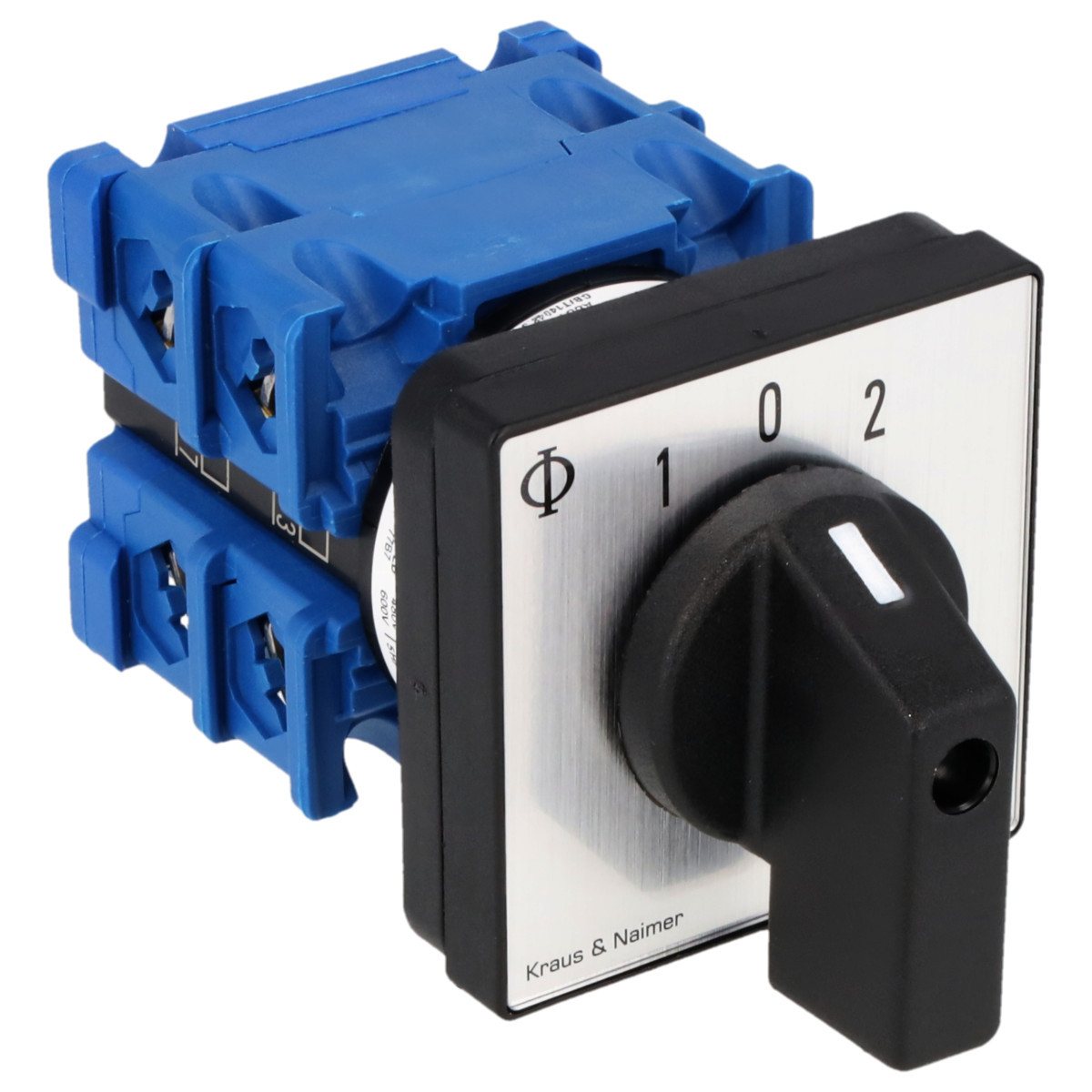 Kraus & Naimer Changeover switch Omschakelaar 20a 2pol 30° 1-0-1 frontinb. 4-gats bev. ip40