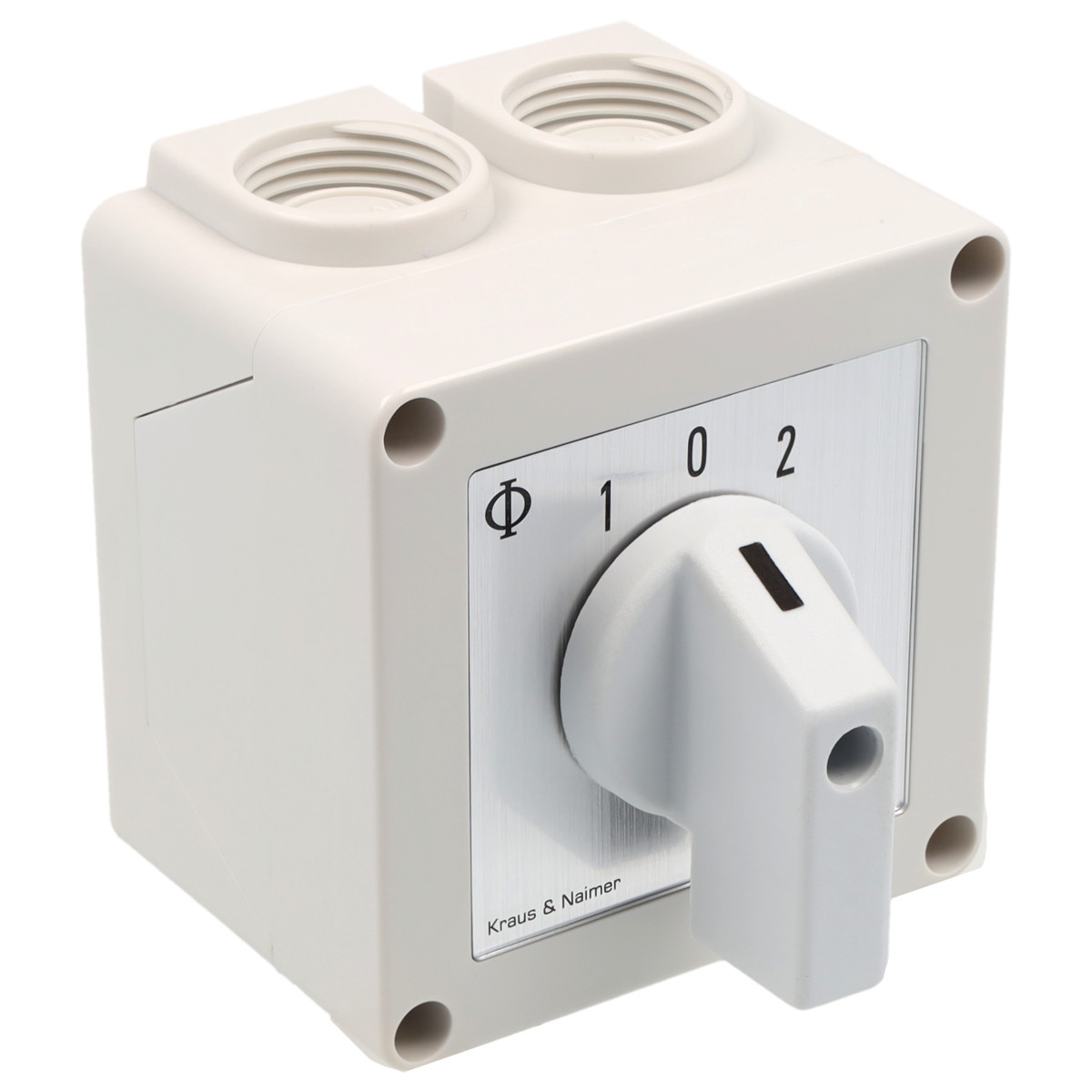 Kraus & Naimer Changeover switch Omschak. 20a 2pol 30° 1-0-1 in behuizing ip42.