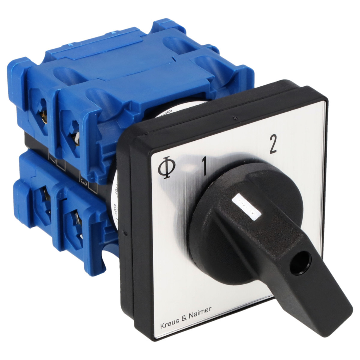Kraus & Naimer Changeover switch Omschakelaar 20a 2pol 60° 1-2 frontinb. 4-gats bev. ip40