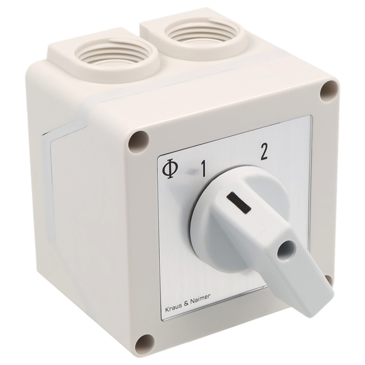Kraus & Naimer Changeover switch Omschakelaar 20a 2pol 60° 1-2 in behuizing ip42