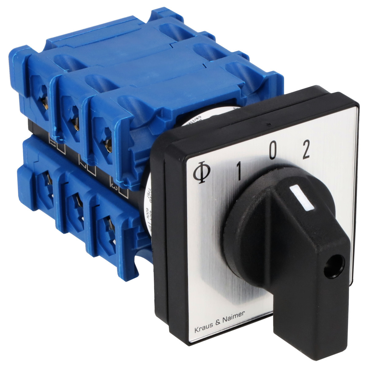 Kraus & Naimer Changeover switch Omschakelaar 20a 3pol 30° 1-0-1 frontinb. 4-gats bev. ip40