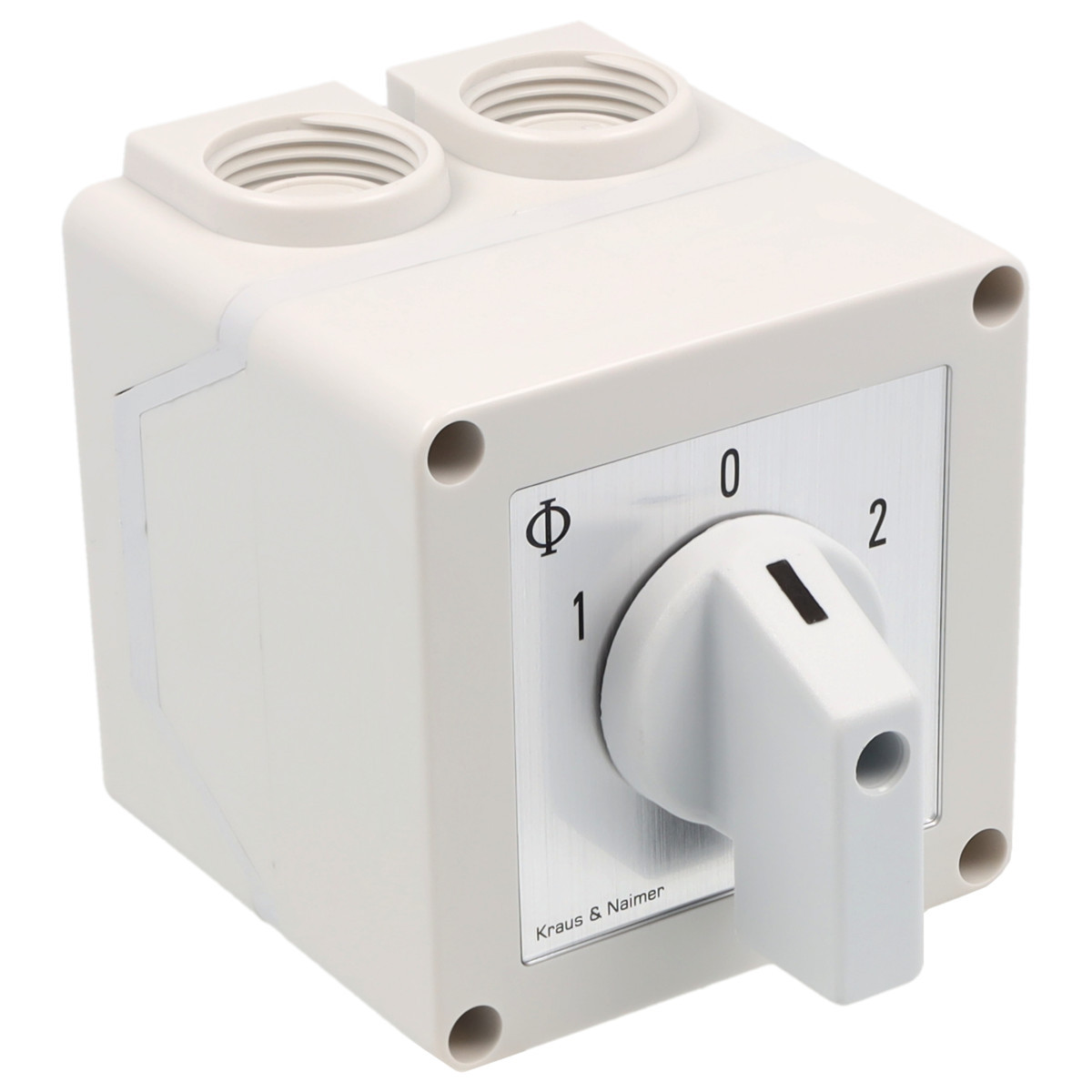 Kraus & Naimer Changeover switch Omschakelaar 20a 3pol 60° 1-0-2 in behuizing ip42