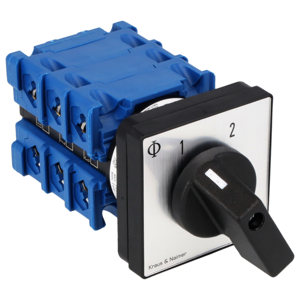 Kraus & Naimer Changeover switch Omschakelaar 20a 3pol 60° 1-2 frontinb. 4-gats bev. ip40